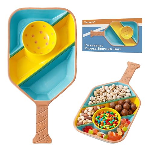 Pickleball Paddle Snack Tray - Cool Pickleballs Serving Tray for Snack - Paddle-Shaped Serving Tray with Compartments - Unique Divided Snack Trays for Pickleball Fans - color: Blue