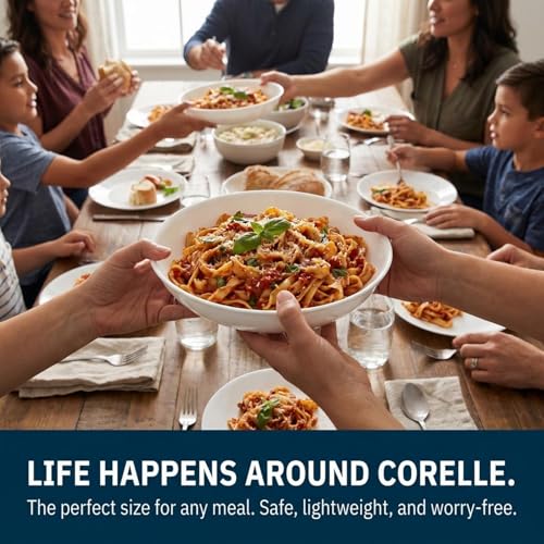 Corelle 4-Pc Versa Bowls for Pasta Salad and More, Service for 4, Durable and Eco-Friendly 30-Oz, Compact Stack Bowl Set, Microwave and Dishwasher Safe, White - size: 30oz Meal Bowls