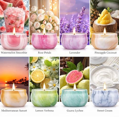 Candles, Scented Candles Gift Set for Women, 8 Pack Fruity Floral Soy Wax Aromatherapy Candles, Travel Tin Candles in Artist Gift Box, Birthday Gifts for Mom, Wife, Sister, Friend, Housewarming - size: Classic 8-Candle Set