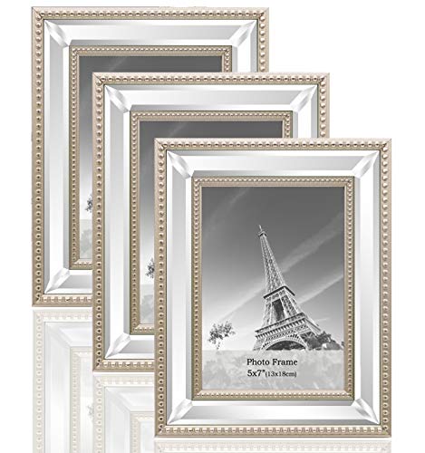 Meetart 5x7 3 Pack Mirror Photo Frames Sets for Wall Pictures Decor or Table Stand - size: 5x7 3 Pack