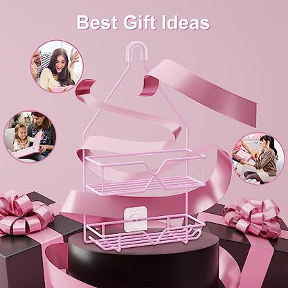 TreeLen Pink Shower Caddy Over Shower Head, Pink Bathroom Accessories, Gift for Girlfriend, Wife, Little Girl - color: Pink