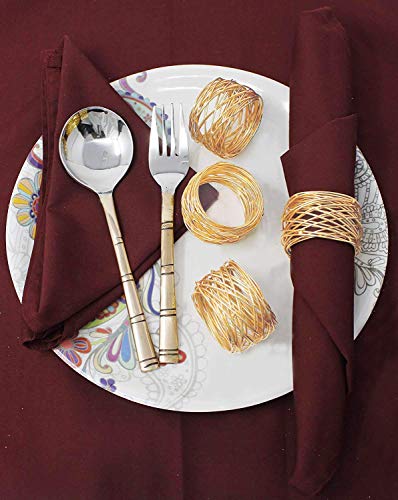 ITOS365 Handmade Round Mesh Gold Napkin Rings Holder for Dinning Table Parties Everyday, Set of 12 - color: Gold