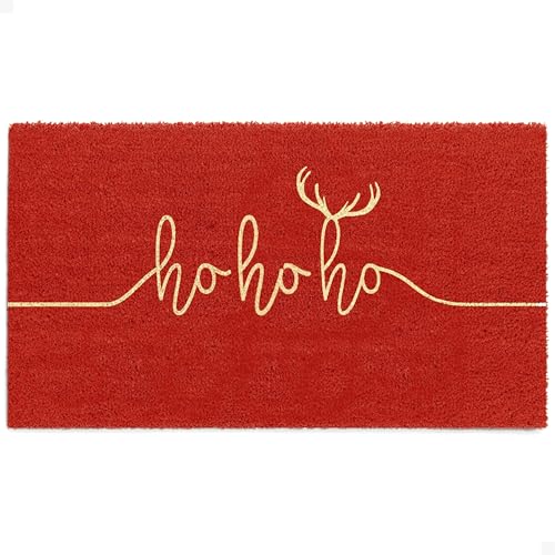 Christmas Door Mat - Welcome Mat for Front Door with Non-Slip Backing - Durable Doormat - Perfect for Outside Entrance Matt - Outdoor/Indoor - Ho Ho Ho - 17" x 30" - color: Ho Ho Ho