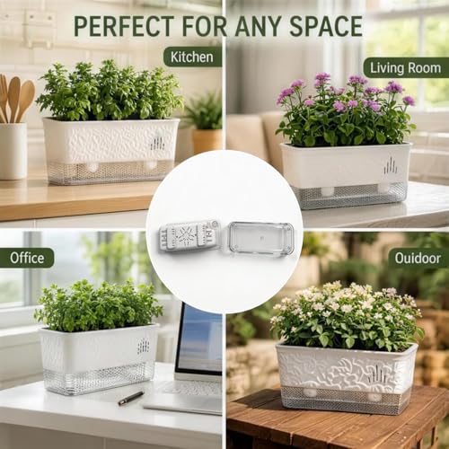Rectangular Planter, Rectangle Planter, 2 Pack Self Watering Planter Boxes, Clear Plastic Window Boxes for Indoor Outdoor Herbs, Succulents, Flowers, Home Garden Windowsill Decor