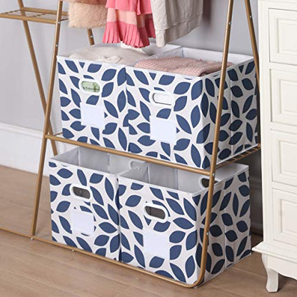 MAX Houser Set of 6 Foldable Fabric Storage Bins with Dual Plastic Handles, Closet Bedroom Drawer Organizer, Blue - color: 26 azure