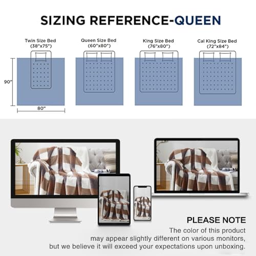 PU MEI Sherpa Blanket Full/Queen Plaid Thick Bed Blanket, 90”*80” Super Soft Flannel Fuzzy Fleece Reversible Velvet Plush Warm Blanket for Couch(Beige Check, 80"*90") - color: Beige Check, size: 80"*90"