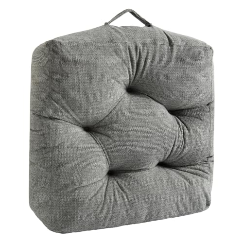 Floor Pillow Cushion with Handle for Adults Women Men | Large Meditation & Sitting Cushion Pillow for Tatami, Living Room, Yoga (1, Gray, Square, 22" x 22" x 6") - color: Gray, Square