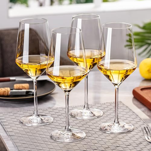 Wine Glasses Set of 4, 14oz Lead-free Red / White Wine Glass With Stem | Thin Rim, Long Stem, Universal Wine Glass for Bordeaux, Pinot, Merlot, Cabernet, Chardonnay, Gifts for Wine Lovers