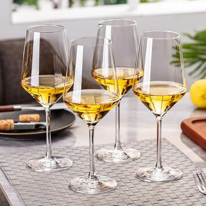 Wine Glasses Set of 4, 14oz Lead-free Red / White Wine Glass With Stem | Thin Rim, Long Stem, Universal Wine Glass for Bordeaux, Pinot, Merlot, Cabernet, Chardonnay, Gifts for Wine Lovers