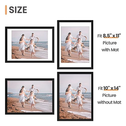 upsimples 10x14 Picture Frame Set of 5, Display Pictures 8.5x11 with Mat or 10x14 Without, Wall Gallery Poster Frames, Black - color: Black, size: 10x14