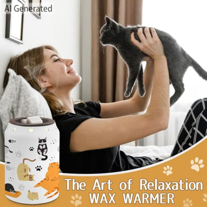 Cat Wax Melt Warmer, Cute Cat Mom Gifts | Funny, Electric, Ceramic, Housewarming Gifts, Bathroom Kitchen Decor - color: Cat