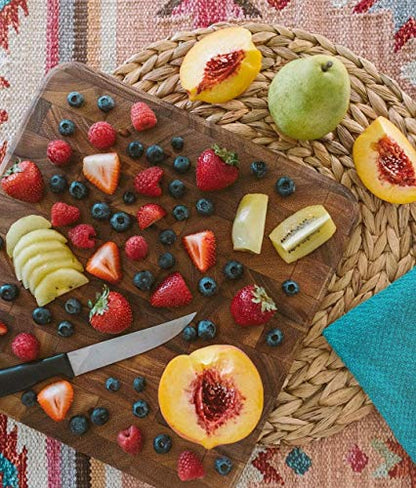 Ironwood Oslo End Grain Square Utility Cutting Board, 12 Inch Square Acacia Wood Cutting Board | Dice, Prep & Serve | Great for Meat & Veggies | Beautiful Acacia Wood | Knife Friendly End Grain Board | Charcuterie Board - size: 12"L x 12"W