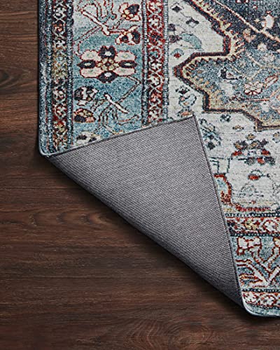 Loloi Margot Ocean/Brick 2'-3" x 3'-9" Accent Rug | MAT-05 CloudPile™ Printed Approx. 2x4 Blue Entryway Kitchen, Timeless, Classic, Plush, Luxurious, Accent Rug - color: Ocean / Brick, size: 2'3" x 3'9" (Rectangular)