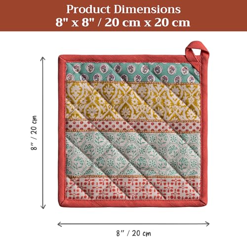 Maison d' Hermine Pot Holders 100% Cotton Potholders (8" x 8", Pack of 1) | Heat Resistant Hot Pads with Loop BBQ Cooking Baking Farmhouse Kitchen Handling Hot Pans Spring Summer - Provence - color: 002 - Provence, size: 8" x 8" (Pot Holder Pack of 1)