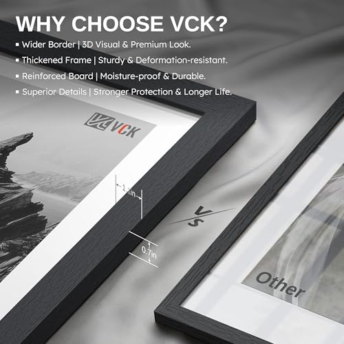 VCK 11x17 Picture Frames Black - 6 Pack, Wide Border Wood Poster Frame, Multi-Directional Display Family Photos, Office Prints, Studio/Gallery, Wall Hanging - color: Black, size: 11 x 17