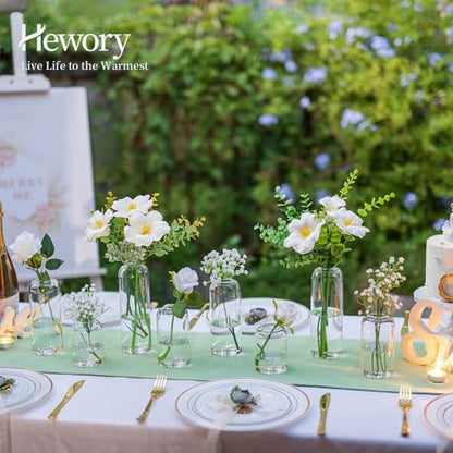 Hewory Glass Bud Vases for Flowers: 20PCS Modern Clear Small Vases Bulk | Centerpieces for Wedding, Party, Events, Floral Arrangement for Home Decor, Tall, Highball, Simple, Medium Bottle