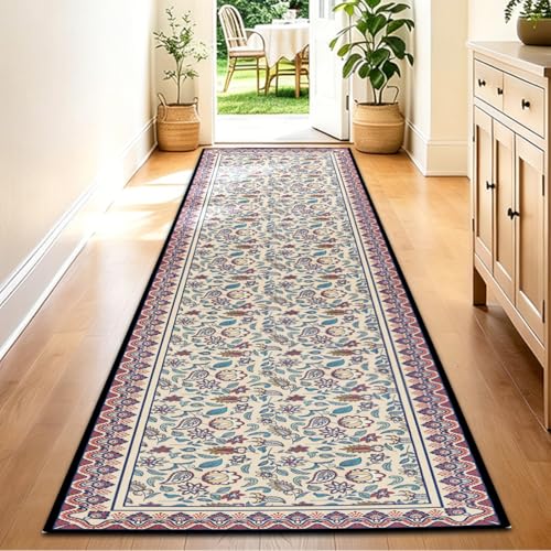 Washable Corridor Runner Rug, Non-Slip Hallway Rug with Upgrade Rubber Backing, Stain Resistant Faux Wool Distressed Carpet for Bedroom Kitchen Laundry Corridor Balcony (Leaf, 94.5" x 23.6") - color: Leaf, size: 1'11" x 7'11" (Runner)
