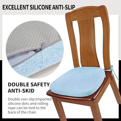 SINOSSO 1 Pack Memory Foam Chair Cushions for Dining Chair, Friendly Woven Fabric 16" U-Shape Comfortable Kitchen Chair Pad, Removable Slip Resistant Seat Cushion (1 Piece, Water Blue) - color: Water Blue