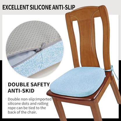 SINOSSO 1 Pack Memory Foam Chair Cushions for Dining Chair, Friendly Woven Fabric 16" U-Shape Comfortable Kitchen Chair Pad, Removable Slip Resistant Seat Cushion (1 Piece, Water Blue) - color: Water Blue