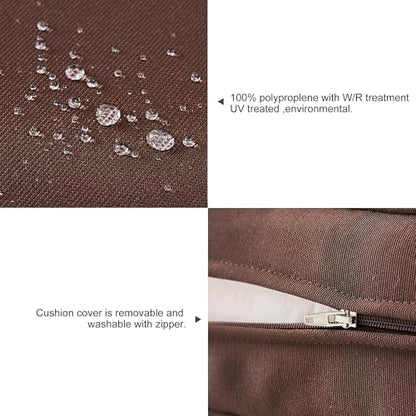 ARTPLAN Loveseat Patio Deep Seat Cushions 46"x24"x5" Bench Pad,Brown | High-density foam fill, solution-dyed UV water repellent fabric, zipper removable cover fits patio swing & bench furniture - color: Brown