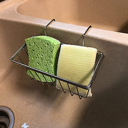 Stainless Steel Sponge Holder for Kitchen Sink | Rust Resistant, Quick Drying, Holds Sponges & Brushes, Stable Over Divider, Space Saving, Large Capacity