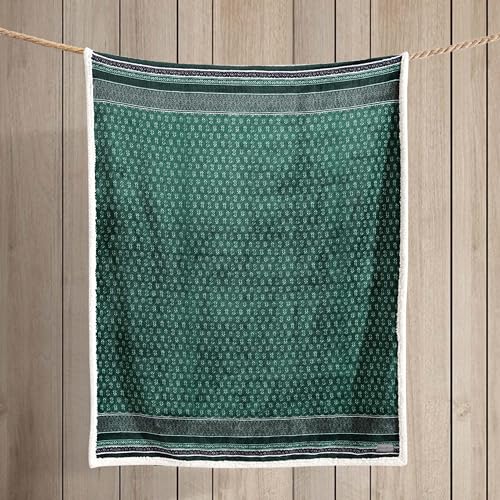 Eddie Bauer - Throw Blanket, Brushed Fleece & Plush Sherpa Soft Bedding, Blanket for Couch & Bed (Fair Isle Green, 50" x 60") - color: Fair Isle Green, size: 50" x 60"
