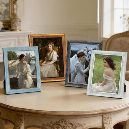 XUANLUO 9x12 Picture Frames Set of 4 Rustic Retro Photo Frame with HD Plastic Cover for Wall Mount and Tabletop Display Family Friends Wedding Gift - color: mix, size: 9×12 inch