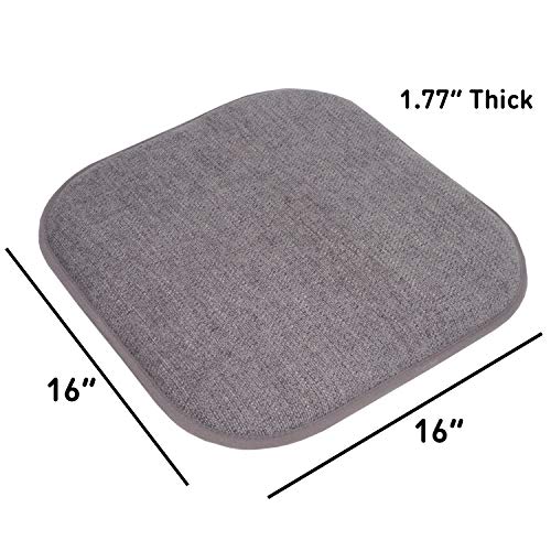 Sweet Home Collection Chair Cushion Memory Foam Pads Honeycomb Pattern Slip Non Skid Rubber Back Rounded Square 16" x 16" Seat Cover, 4 Pack, Alexis Gray/Silver - color: Alexis Gray/Silver, size: 4 Pack