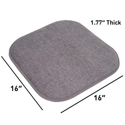 Sweet Home Collection Chair Cushion Memory Foam Pads Honeycomb Pattern Slip Non Skid Rubber Back Rounded Square 16" x 16" Seat Cover, 4 Pack, Alexis Gray/Silver - color: Alexis Gray/Silver, size: 4 Pack