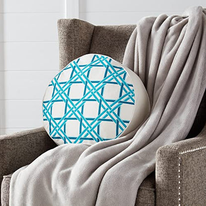 Greendale Home Fashions Turquoise Cane 15-inch Round Cotton Canvas Throw Pillow, 15"x15" - color: Turquoise Cane