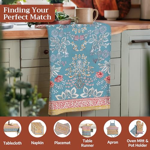 Maison d' Hermine Kitchen Towels Set of 3 Reusable 100% Cotton 27.50" x 20" | Cloth Tea Dish Towels Absorbent with Hanging Loop for Kitchen Dining Party Wedding Hotel Home Spring Summer - Marquise - color: 001 - Marquise
