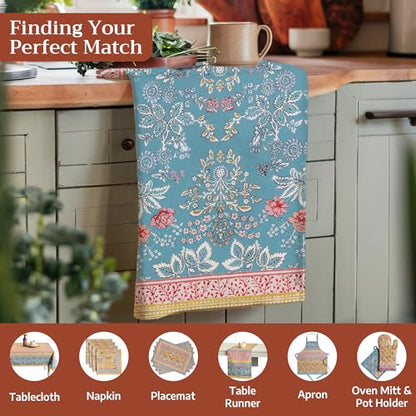 Maison d' Hermine Kitchen Towels Set of 3 Reusable 100% Cotton 27.50" x 20" | Cloth Tea Dish Towels Absorbent with Hanging Loop for Kitchen Dining Party Wedding Hotel Home Spring Summer - Marquise - color: 001 - Marquise