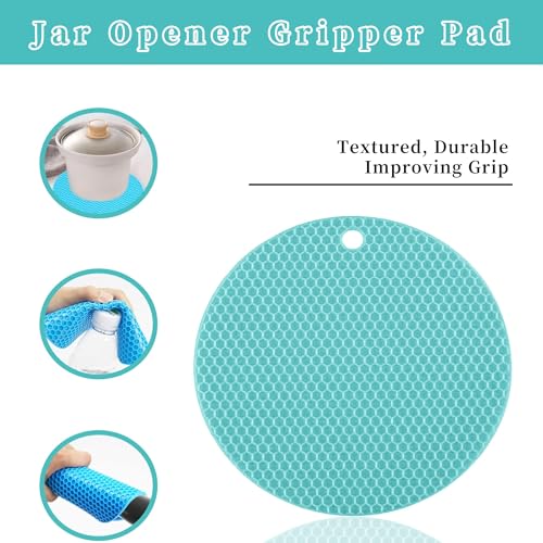 Bloss Jar Opener Can Opener Kitchen Grippers, Multi-use Lid Opener Set | Anti-skid Jar Openers for Weak hands, Seniors with Arthritis, Includes Non-slip Rubber Gripper Pad & Wine Opener, Blue - color: Blue-4pcs