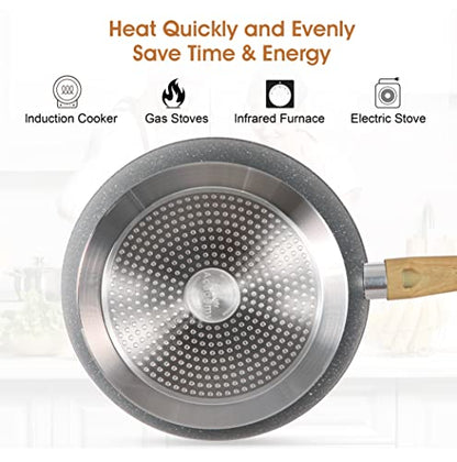 Kitchen Academy 30 Piece Induction Cookware & Bakeware Set | Non Toxic Pots and Pans Set Non Stick, Grey Granite Cooking Pans Set, PFOA & PFAS Free - color: Gray, size: 30 PCS Cookware Set