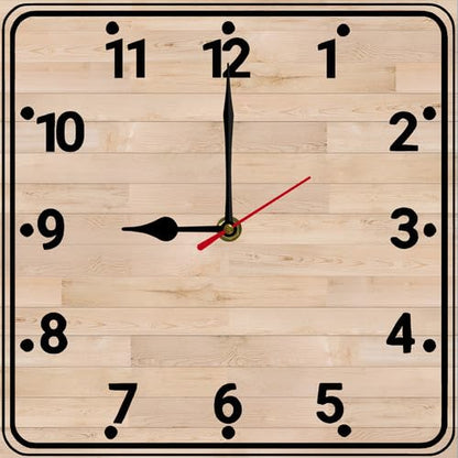 Wooden Square Wall Clock 10 Inch Minimalist Black Digital Clock Non-Ticking Battery Operated for Living Room Kitchen Bedroom Office Kids Room School - color: C1
