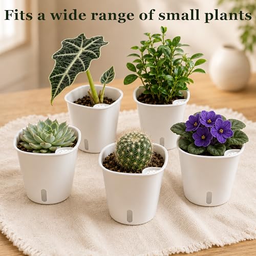 3" Self Watering Pots - 10 Sets Planter Pots for Indoor Plants With Water Level Indicator and Multiple Vents - for House Plants, Flowers, Herbs - size: 3 Inch - 10 Sets