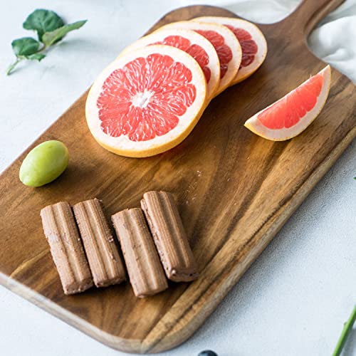 BILL.F Acacia Wood Cutting Board with Handle Wooden Charcuterie Board Paddle Cheese Board Serving Boards for Kitchen Meat, Pizza,Cheese, Bread, Vegetables &Fruits 15'' x 7.5'' x 0.6'' - style: Large