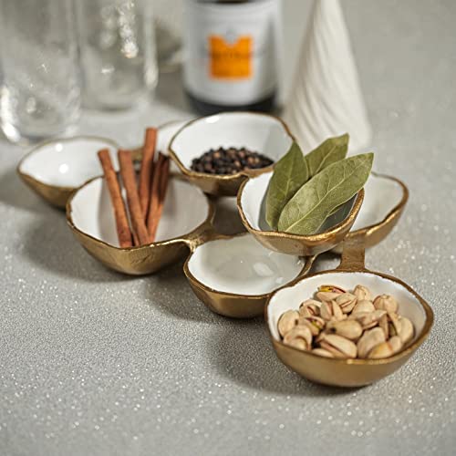 Zodax Cluster of 8 Round Serving Bowls Gold and White 12.75 in x 7.25 in x 2.25 in - color: Gold