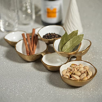 Zodax Cluster of 8 Round Serving Bowls Gold and White 12.75 in x 7.25 in x 2.25 in - color: Gold