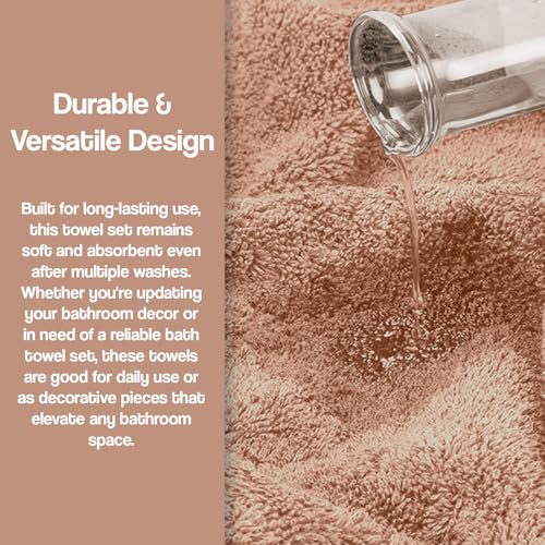 Zahari Home 3 Piece Laced Towel Set - Stylish Soft Plush Cotton Towels with Hand Towel & Washcloth - Highly Absorbent Towels for Bathroom, Gym, Hotel & Spa (Crochet Blush) - color: Crochet-blush