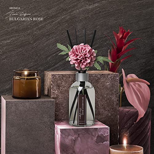 Flower Air Fresheners For Home, Sweet Rose Scent Room Non Plug In, Desk Reed Diffuser, Pink Air Freshener For Bathroom - color: Bulgarian Rose