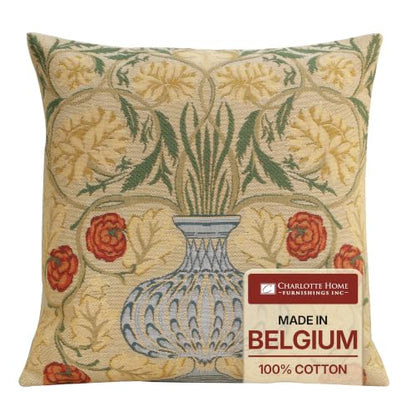 William Morris The Rose Tapestry Throw Pillow Cover 18 x 18 in - color: Yellow Rose