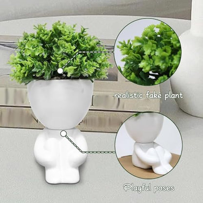 Zerzsy Cute Fake Plants,Home Bedroom Bathroom Office Shelf Office Wall Room Farmhouse Decor Artificial Plants - Set of 1 - color: White-a
