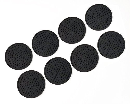 Better Kitchen Products 8 Piece Silicone Coaster Set, Black - size: 3.63" diameter