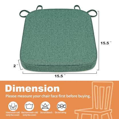 SINOSSO Memory Foam Chair Cushion for Folding Chair 1 Pcs, Thickened 2" Square Kitchen Chair Pad with Ties, Indoor Non-Slip Dining Chair Seat Cushion (1 Piece, Green) - color: Green