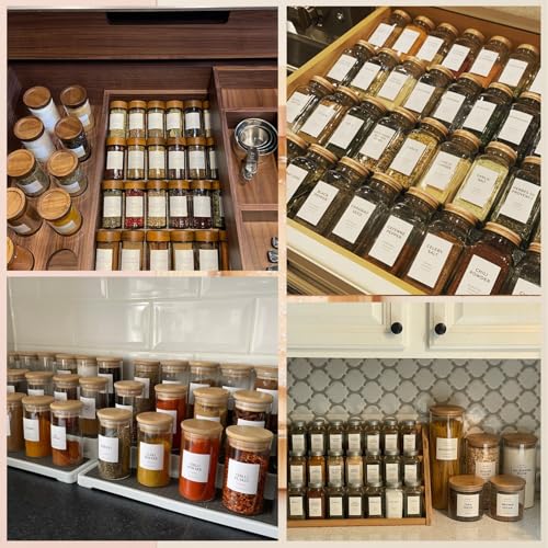 201 Spice Jar Labels - Preprinted Minimalist Waterproof Stickers for Kitchen Jars, Herb & Seasoning Labels for Pantry Organization - style: White Square spice labels