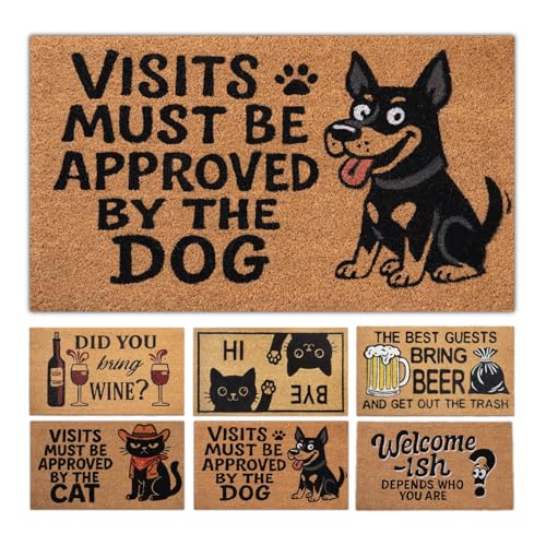 Coir Doormat Outdoor Entrance - Approved by The Dog - 17"x30" - Funny Door mats Outside - Welcome mat Funny - Indoor/Outdoor Doormat - color: Approved By the Dog