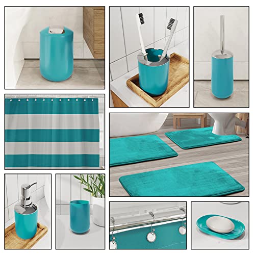 Clara Clark Bathroom Set - Teal Bathroom Accessories Set, Bathroom Sets with Shower Curtain and Rugs, 23PC Shower Curtain Set with Liner, Soap Dispenser, Soap Dish, Toilet Brush Holder, and Trash Can - color: Teal, size: Complete Set + Bath Rugs