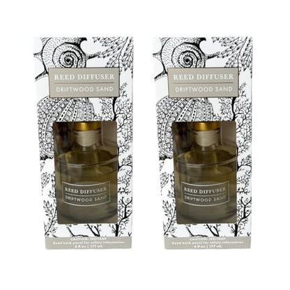 Bellevue Reed Diffuser, 6 fl oz Glass Filled Diffuser, Highly Concentrated Fragrances with Essential Oils, Home Fragrance, Scent:Driftwood Sand (Pack of 2) - size: PACK OF 2