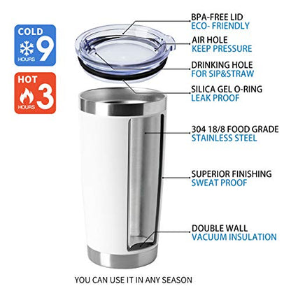 HASLE OUTFITTERS 20oz Tumblers Bulk Stainless Steel Cup with Lid Double Wall Vacuum Insulated Coffee Mug for Cold & Hot Drinks 1 Pack, White - color: White-A, size: 1 Count (Pack of 1)